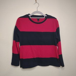Banana Republic Red and Blue Stripe Long Sleeve Top